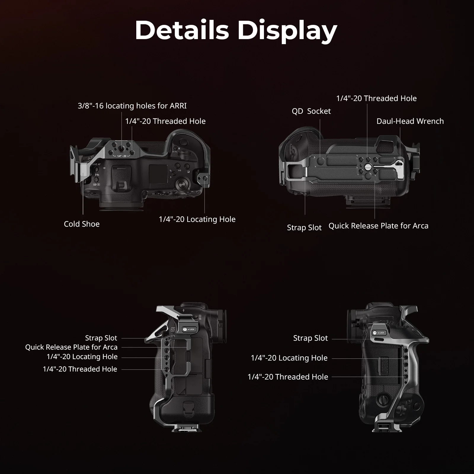 قفص SmallRig 5413 للحذاء البارد القابل للفصل Canon EOS R1، إصدار سريع مدمج من Arca-Swiss لـ DJI Gimbal
