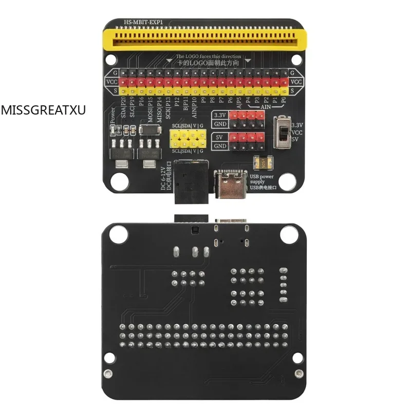 All-in-One Microbit Expansion Board DC Motor Servo Driver Type-C Power Supply For Student Coding Robot DIY Project