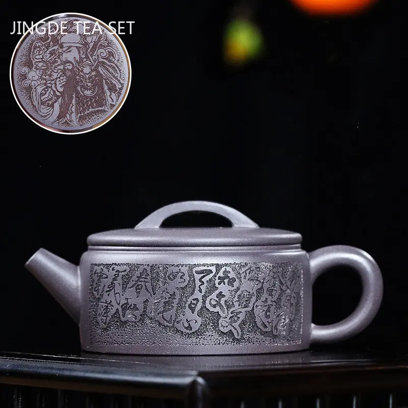 

Master Hand Carving Filter Beauty Kettle Chinese Yixing Purple Clay Tea Pot Raw Ore Azure Mud Teaware Zisha Tea Infuser 160ml