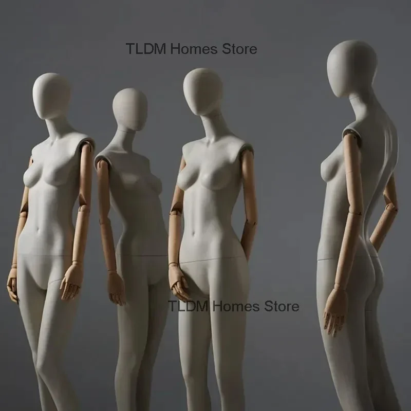 Clothing Store Female Mannequin Fabric Cover Body Model High-end Window Display Stands with Clavicle Full Body Mannequins