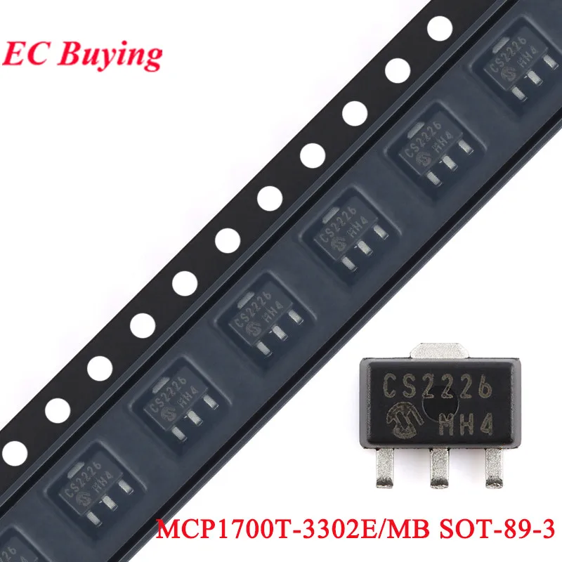 20pcs/5pc MCP1700 MCP1700T-3302E MB SOT89 SOT-89-3 3.3V Low Quiescent Current LDO Chip IC Integrated Circuit