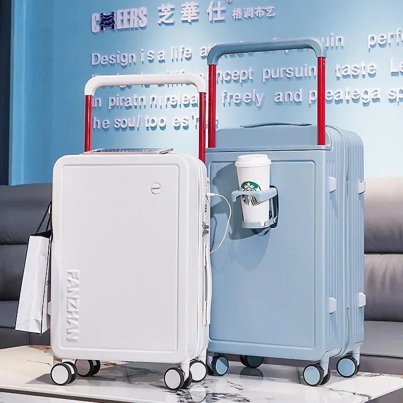 

18 20 22 24 inch Trolley Suitcase External USB Charging Port Foldable Cup Holder Side Hook Boarding Combination Lock Suitcase