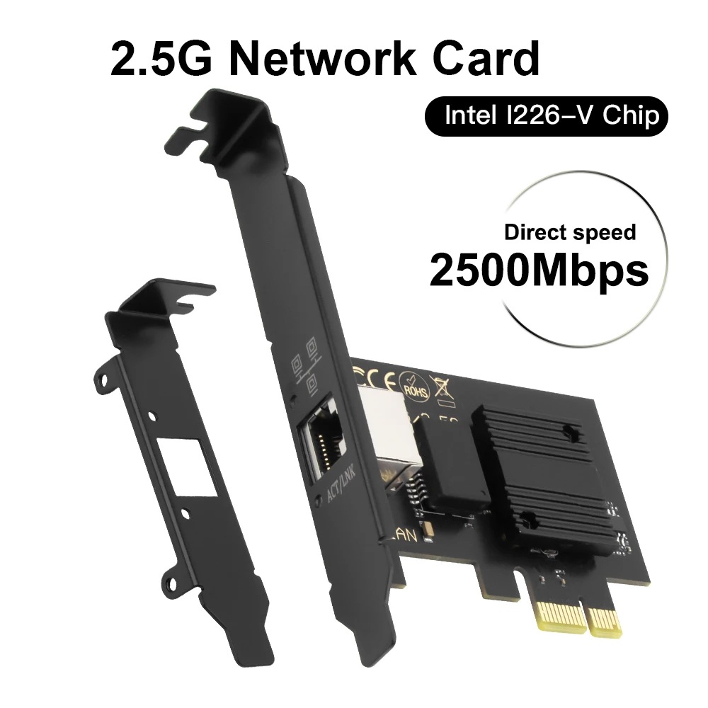 2.5G Intel i226 PCIE To RJ45 Network Card 100/1000/2500Mbps RJ45 Interface LAN Etherent Gigabit Adapter For PC/Desktop For Win