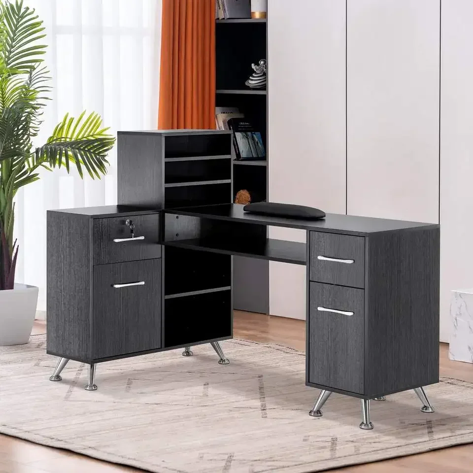 

-New Design Modern Wooden Professional Manicure Table Nail Art Salon Tech Desk Table Furniture