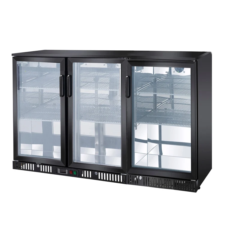 Hotel Mini Bar Fridge 196L Back Bar Cooler Glass Hinge Door Drink Display Built-In Beer Refrigerator