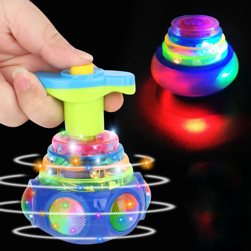 Bagged Round Luminous Toy Light Music Rotating Gyro Fidget Spinner Spinning Top Toys Random Color Children\'s Toys Kids Gifts