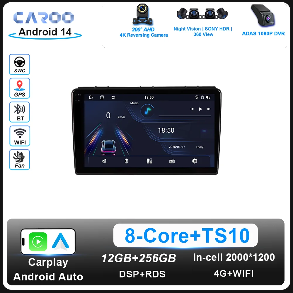 

9" Android 14 8Core For Saab 9-3 2 2007-2011 Car Multimedia Video Player GPS Navigation Radio stereo 8+256G Carplay 4G 360camera