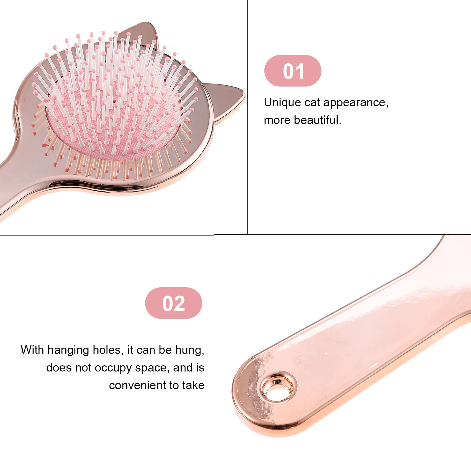 

Cat Ear Massage Comb Hair Brush Detangle Curly Scalp ABS Lightweight Long Short Thick Thin Wet Dry Hair