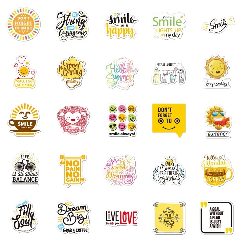 100PCS English Motivational Quote Stickers DIY Decoration Stationery Laptop Water Bottles Aesthetic Decal Children Sticker Toys