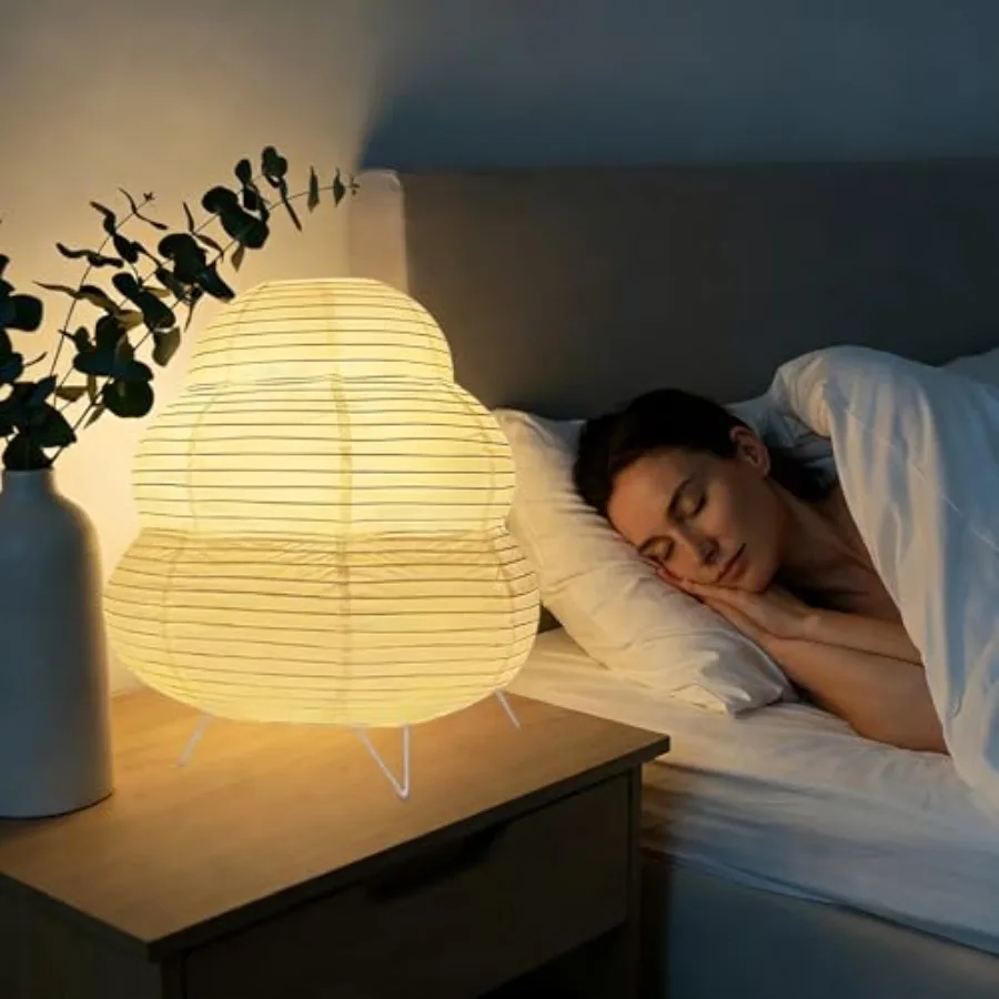 Table Lamp Paper Lamp Desk Standing Lamps with Rice Paper Shade for Bedroom Livingroom Cloud 2 Pack