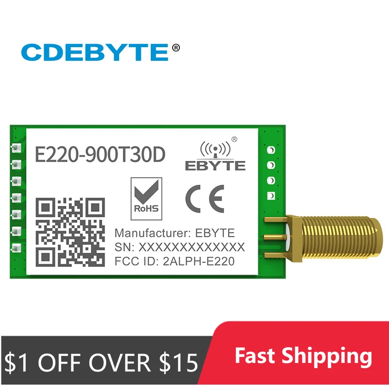 LoRa 868MHz 915MHz LLCC68 Wireless Module 30dBm Long Range10km RSSI CDEBYTE E220-900T30D SMA-K UART Transmitter Receiver SEMTECH