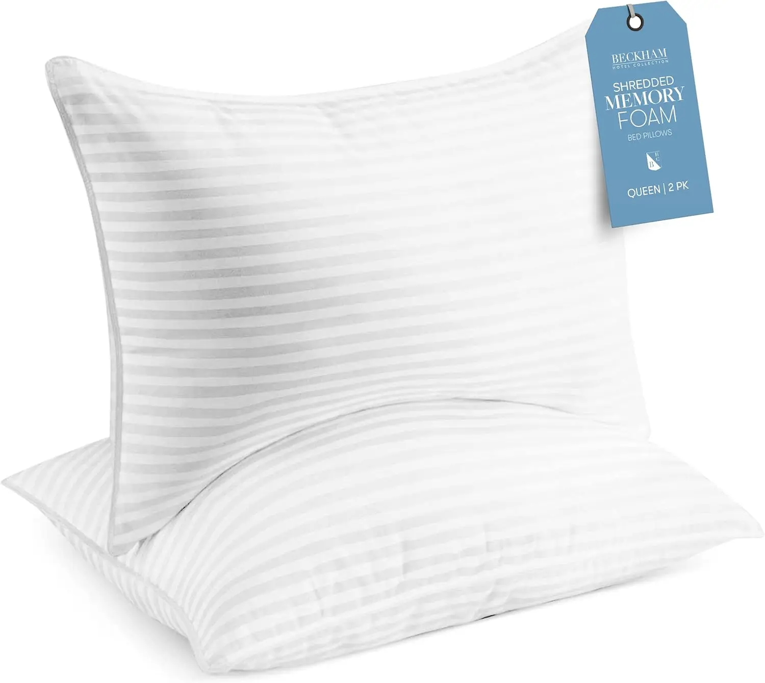 

Shredded Memory Foam Pillow 2-Pack Queen Adjustable Fill Cooling Bed Pillows for Side Back & Stomach Sleepers