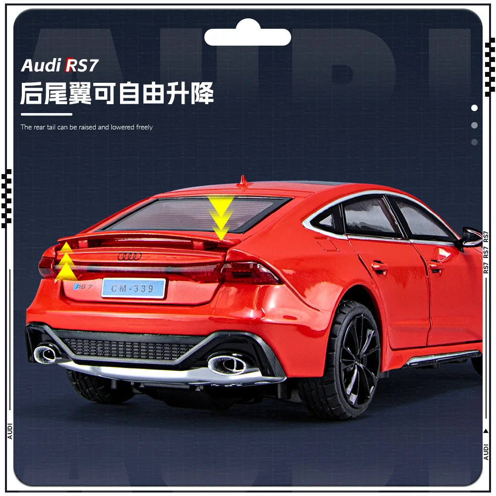 1:24 Audi RS7 Hohe Simulation Diecast Metall Legierung Modell auto Sound Licht Zurückziehen Sammlung Kinder Spielzeug Geschenke H11