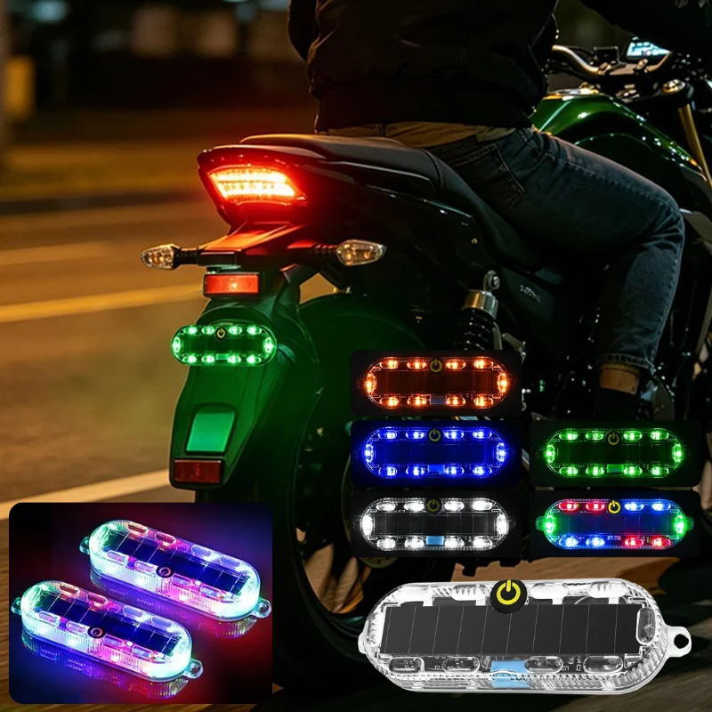 4/2/1Pcs Solar Warning Light Collision Prevention Universal Motorcycle Electric Vehicle LED Car Tail Flashing Light Accessories