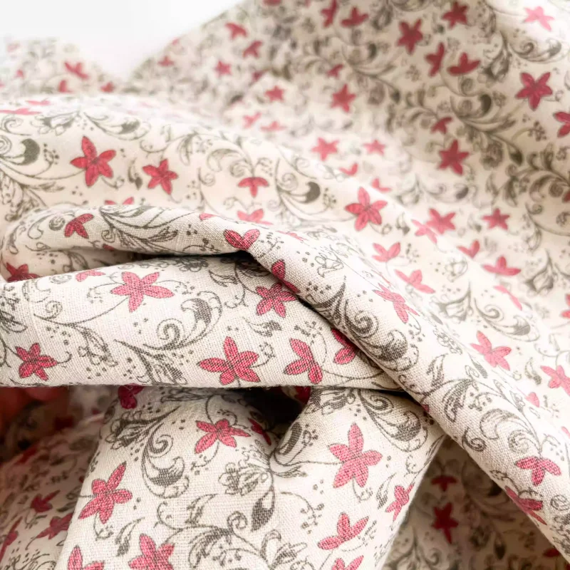 

Cotton fabric with floral patterns, used for making handmade clothing, tablecloths, curtains, and other fabrics.