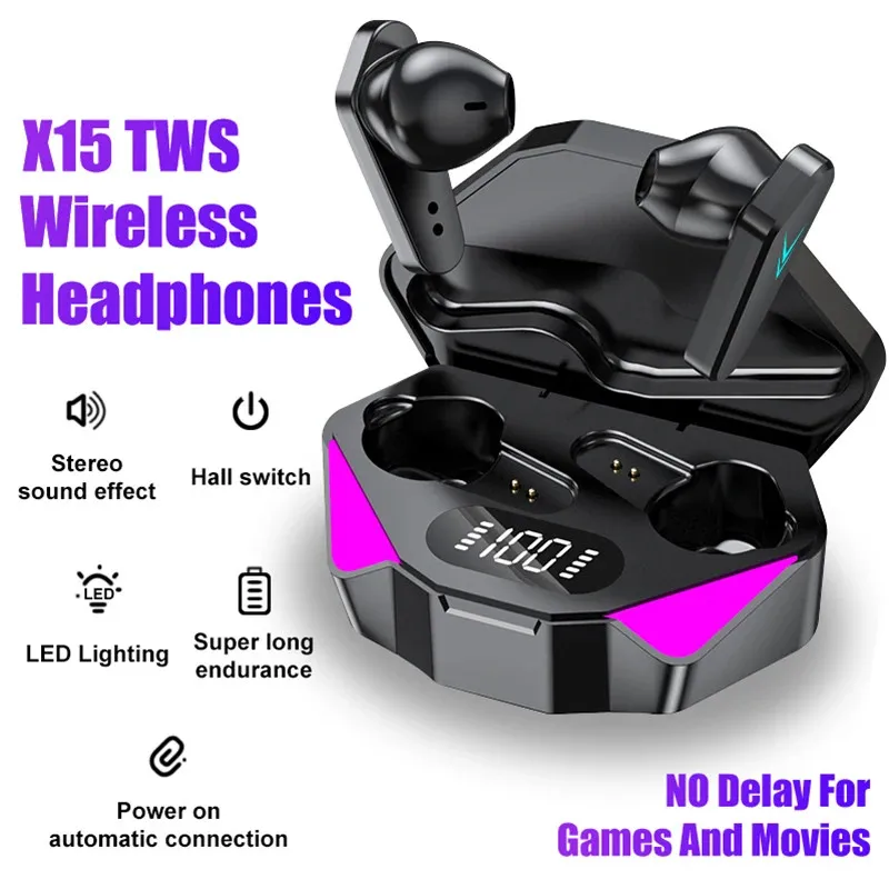 X15 Wholesale Tws Earphone Bluetooth Wireless Without Box V5.1 in Ear Headphones Blutooth Hearing Aids Sport Gamer Headset Phone