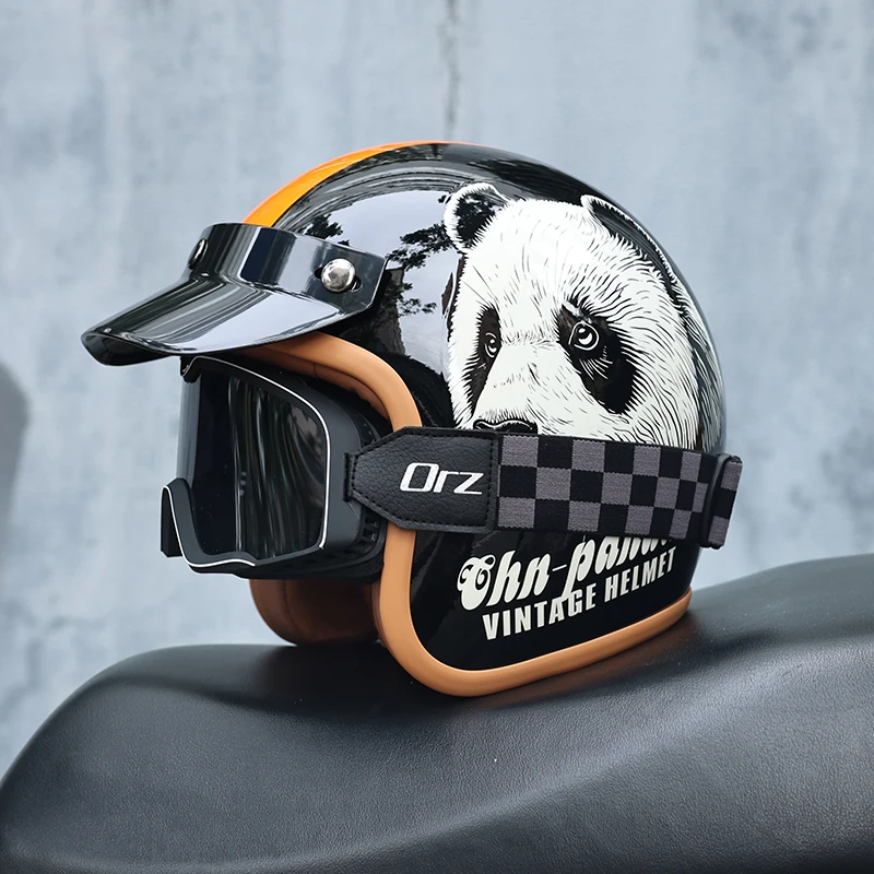 

Мотоциклетный шлем Orz, мужской и женский ретро круизный мотоциклетный полушлем с педалью 3/4, всесезонный универсальный шлем