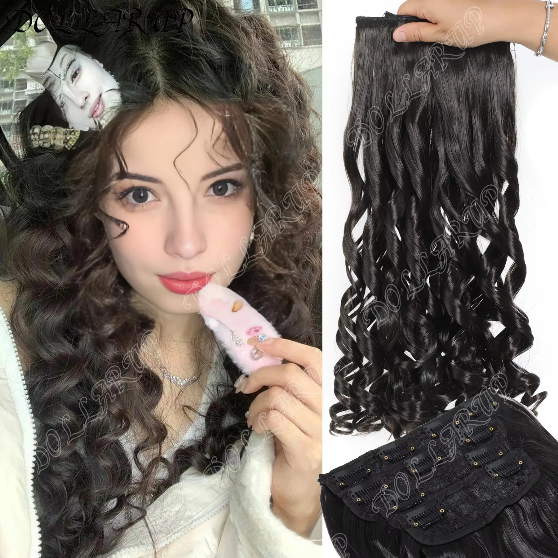 JKL 4pcs Thick Full Synthetic Hair Extension Gorgeous 11 Clip In Hair Extensions Blonde Hair 20'' Natural Body Wavy Hairpiece