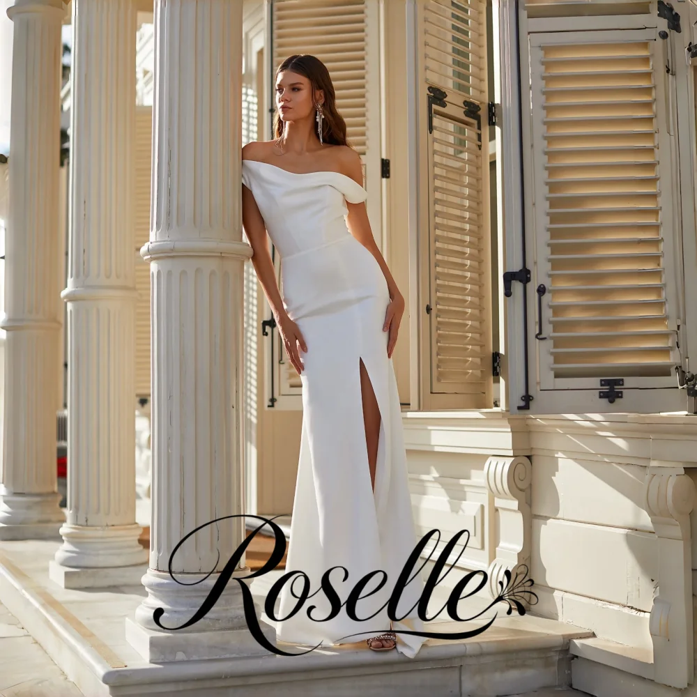 ROSELLE Off Shoulder Mermaid Simple Elegant Wedding Dress High Side Slit Open Back 2026 Bridal Gown Customized свадебное платье