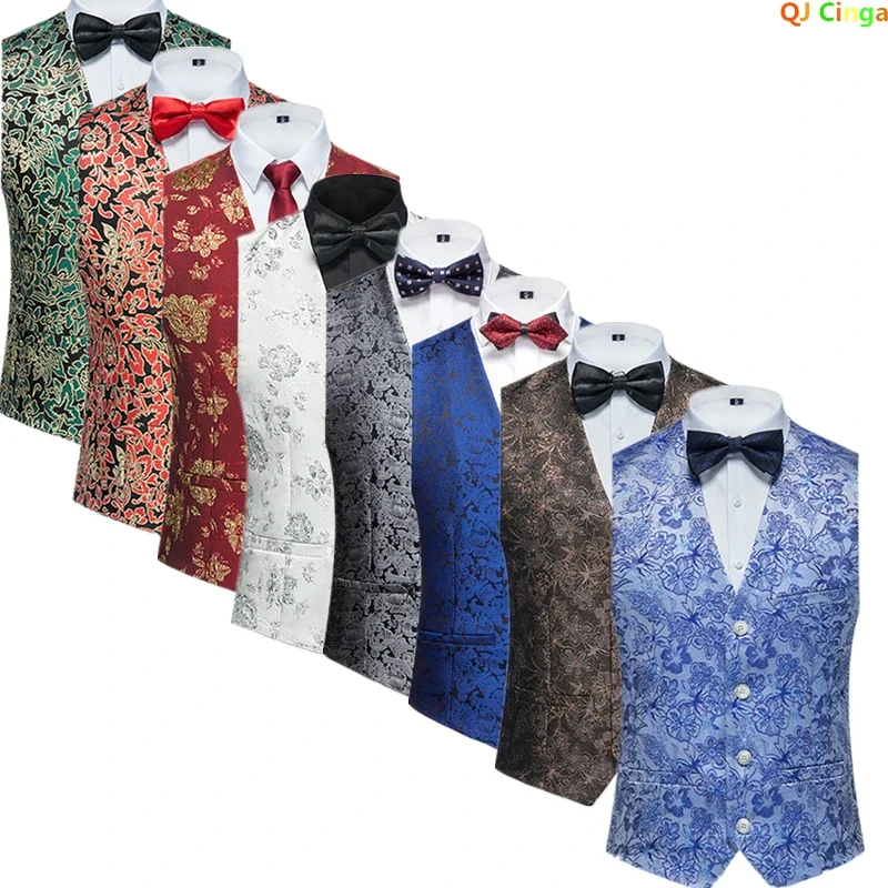 26 Colors Men\'s Suit Vest Single-breasted V-neck Vests Jacket Men Wedding Party Waistcoat Red Blue Green White Pink