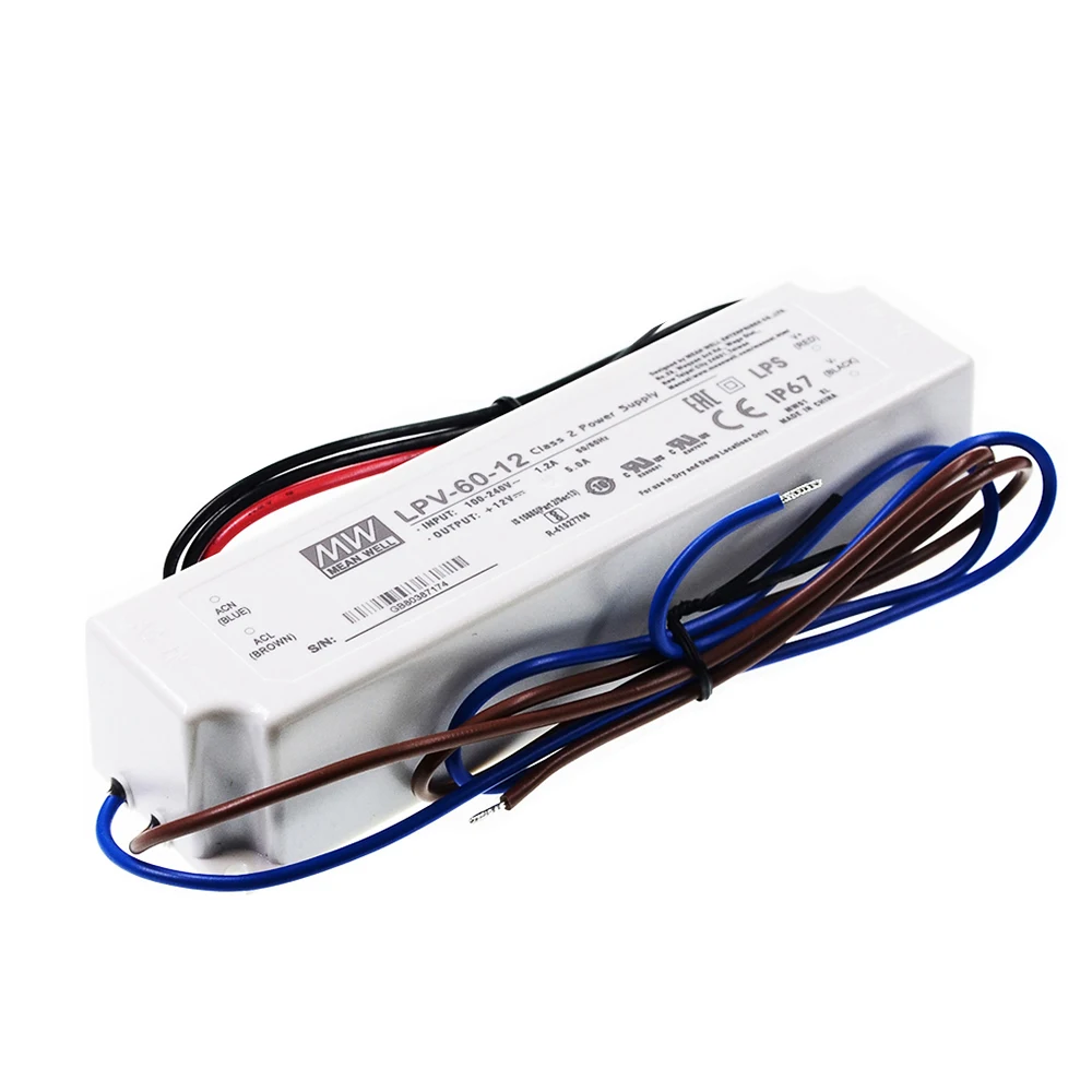 Alimentatore LED meanwell LPV-60 LPV-60-5 | 5V LPV-60-12 | 12V LPV-60-15 | 15V LPV-60-24 | 24V LPV-60-36 | 36V LPV-60-48 60W