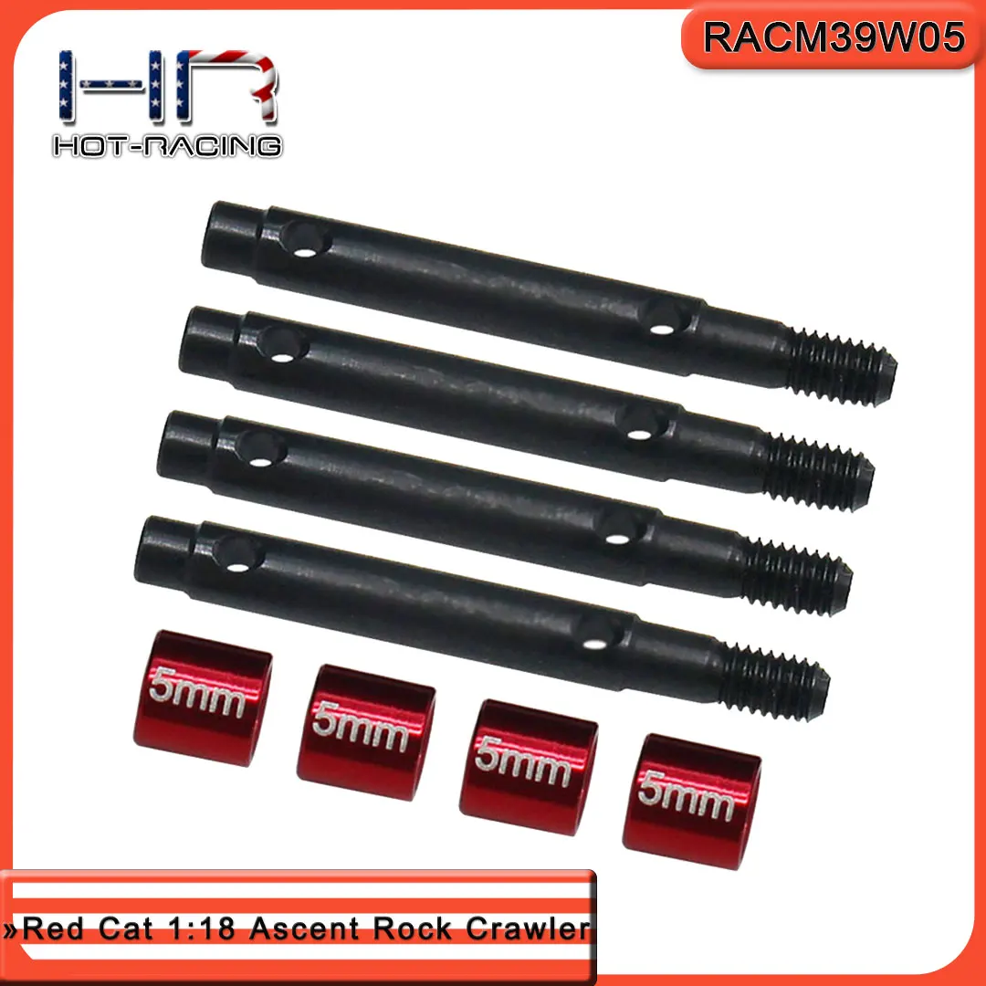 Hot Racing +10MM +5MM Wide Track Hardened #45 Steel Portal Drive Stub Axles For RedCat 1:18 Ascent Rock Crawler