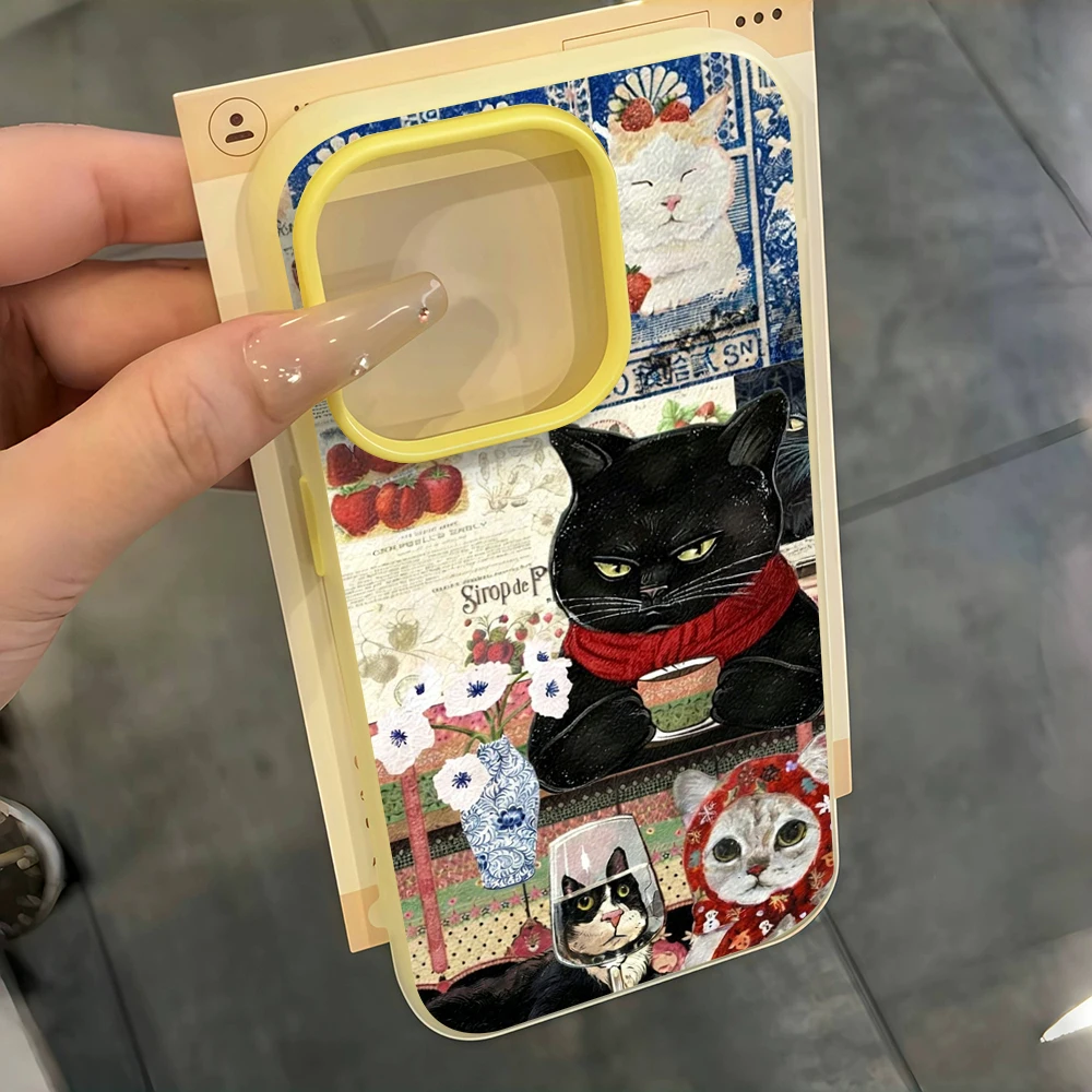 für Samsung Galaxy A16 A15 A55 A35 A36 A56 S26 S25 S24 Ultra S23 S21 S22Plus Retro Katzen-Collage Niedliche Handyhülle Silikon-Cover – Detail 8