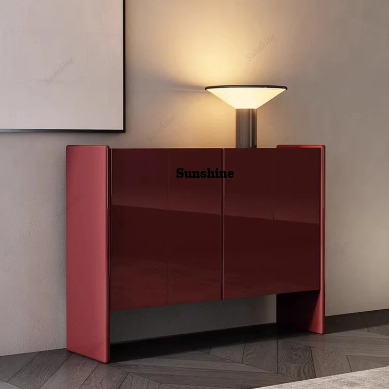 

Italian minimalist solid wood, light luxury, entrance cabinet, modern simple villa living room against the wall storage cabinet