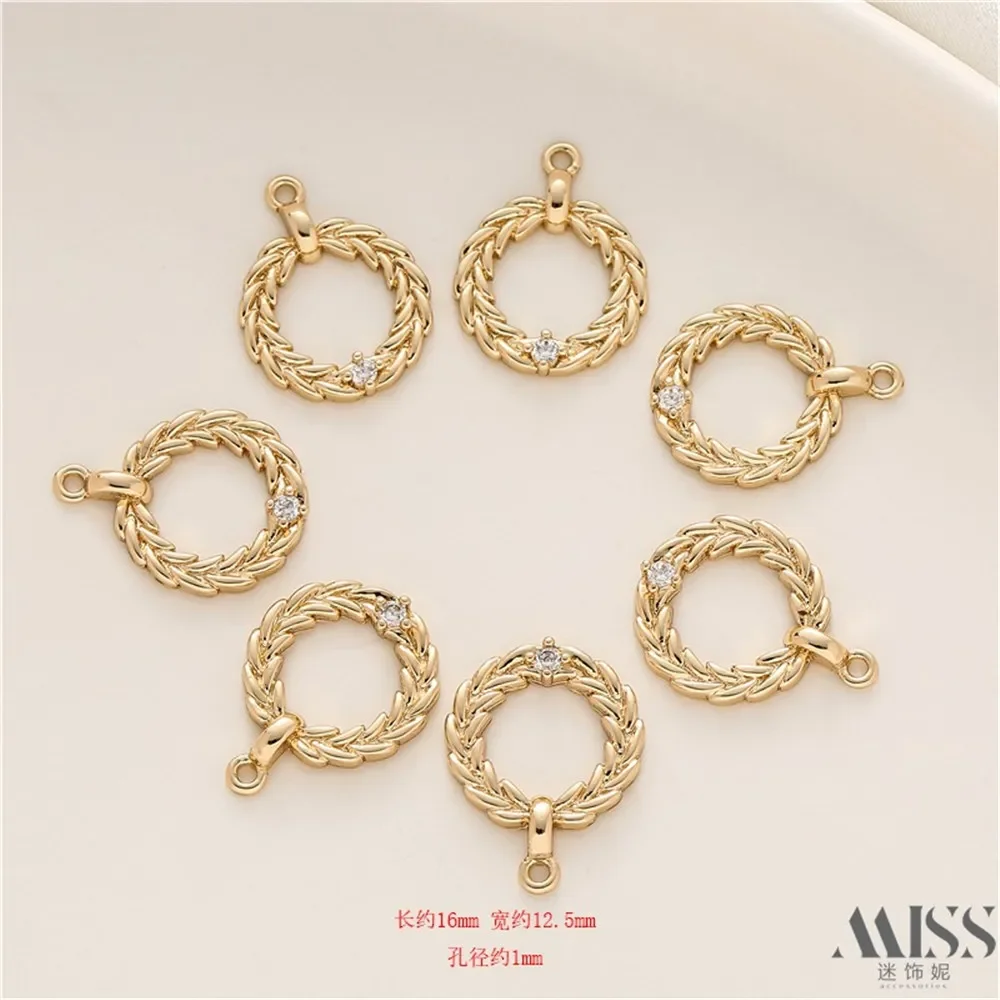 

14K Gold-wrapped Color-preserving Zircon Wheat Ear Ring Pendant DIY Accessories Handmade Bracelet Necklace Jewelry Charm Pendant