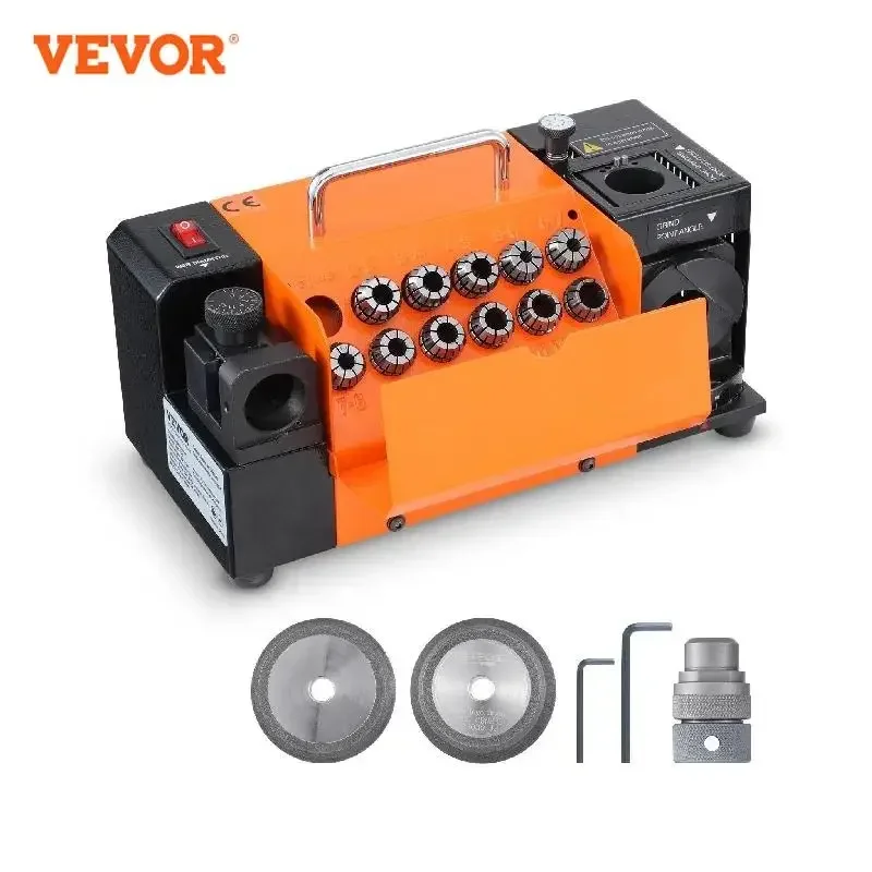 VEVOR Drill Bits Grinder Sharpener 3-13/3-20mm Grinder Portable Sharpening Angle Grinder with 11 Collets For Factory Workshop