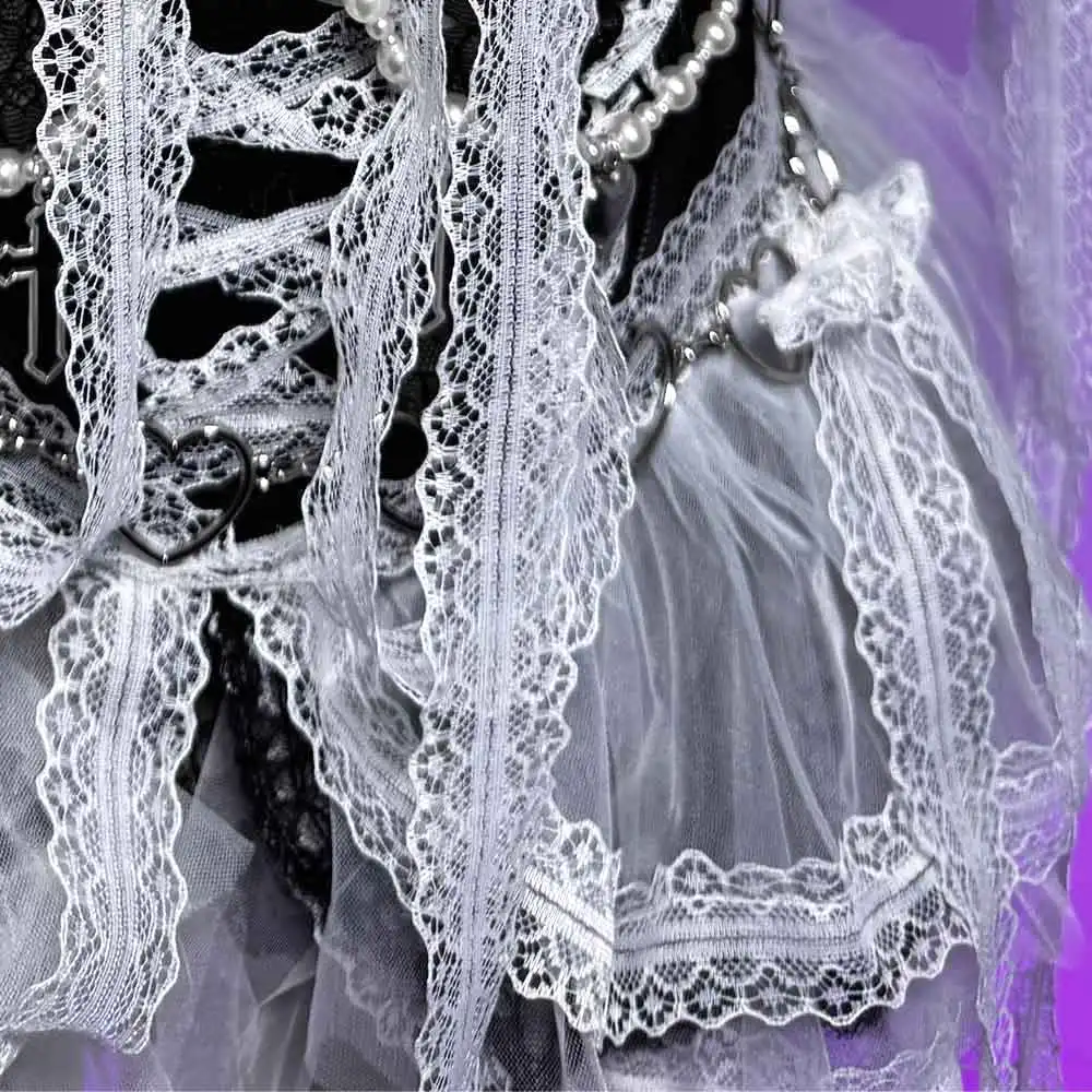 Ropa de Club para niñas electrónicas, corazón Grunge hecho a mano, TOPS de encaje Y2K, vestido gótico de los años 90, Punk Rock, Harajuku, Cruz gótica, Emo, bricolaje, Kawaii Eco