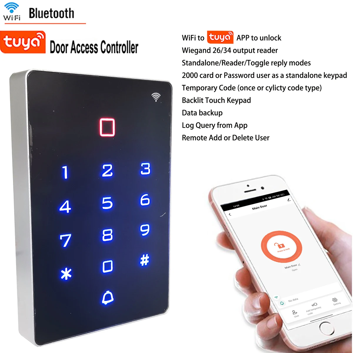 WiFi Tuya Водонепроницаемый бесконтактный ID 125 кГц IC 13,56 МГц RFID-карта считыватель клавиатуры Открытый удаленный дверной замок Система