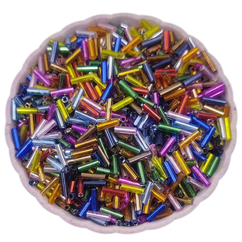 200Pcs 2mm*7mm Colorful Glass Tube Glossy Loose Beads Craft DIY Jewelry Making Necklace Bracelet Wholesale