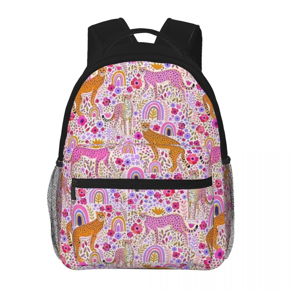 Cheetah's In A Rainbow Garden Mode Kinderrugzak Dames Tieners Schooltassen Reizen Laptop Rugzak 16 inch