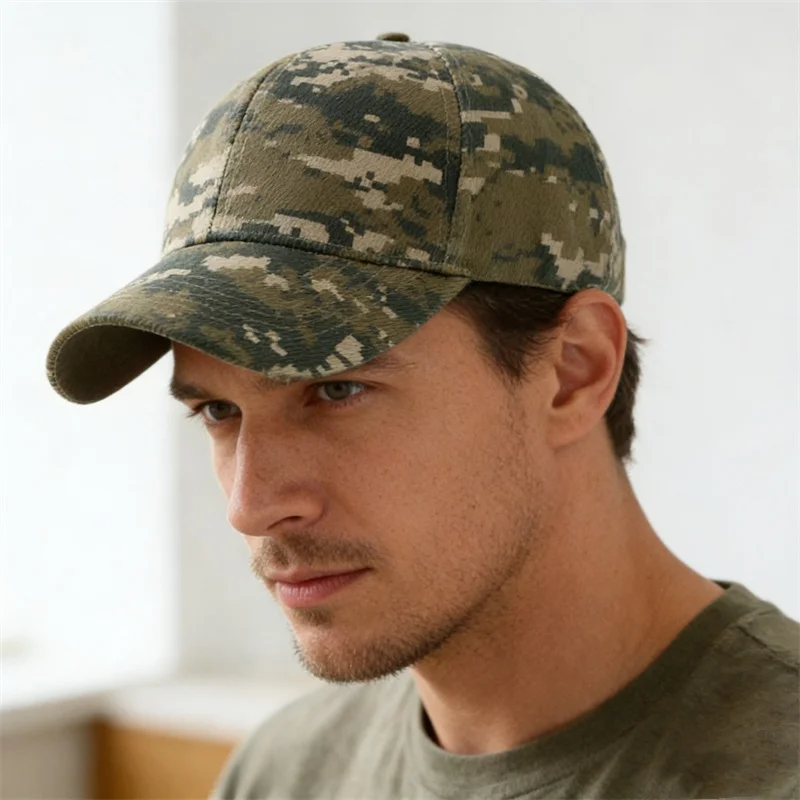Herren Damen Tarnmuster Bedruckter Armeegrüner Sonnenhut Anti-UV Sport Golf Baseballkappen Outdoor Dschungel Wandern Laufhut Club-Visiere – Detail 12