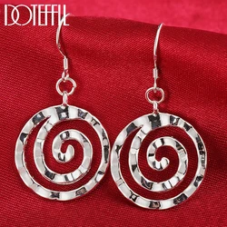 DOTEFFIL 925 Sterling Silver Circle Spiral Earring For Women Wedding Engagement Party  Fashion Charm Jewelry