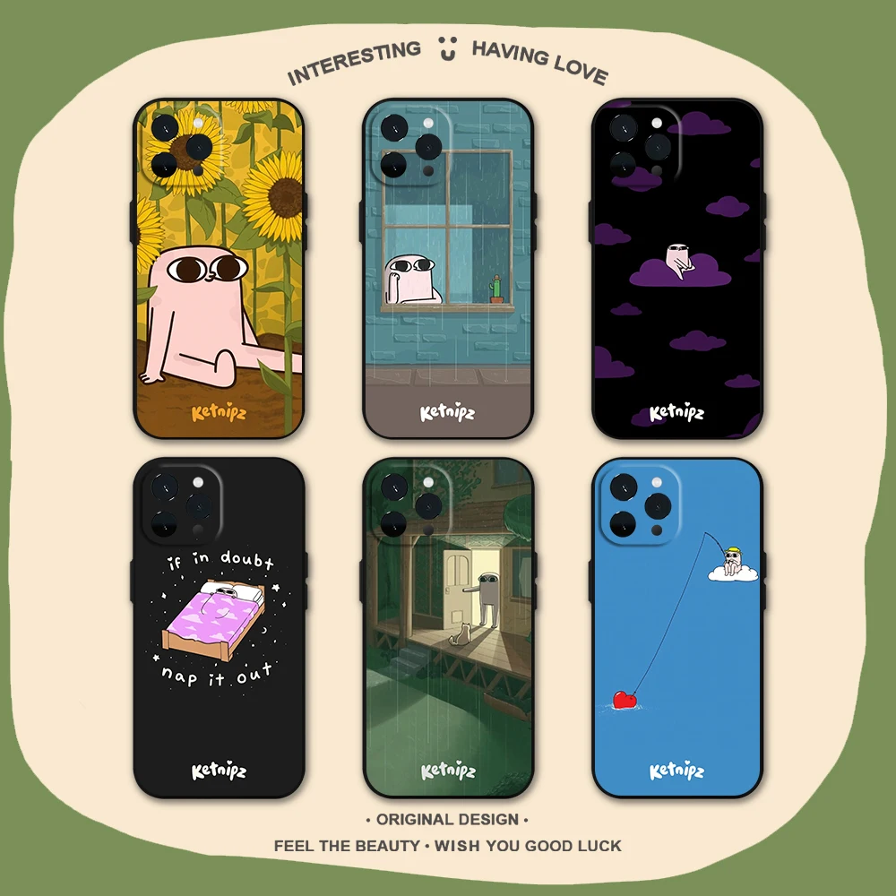 Ketnipz Cartoon Phone Case for iPhone 11 12 13 14 15 16 Max Pro Plus Soft Shell