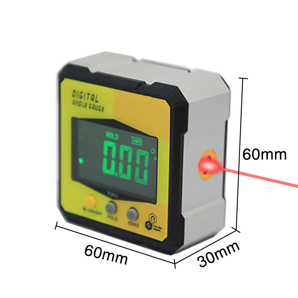 Digital Angle Finder Electronic Laser 4 Side Magnetic Angle Gauge Cube Inclinometer Built-in Battery Woodworking Measuring Tools