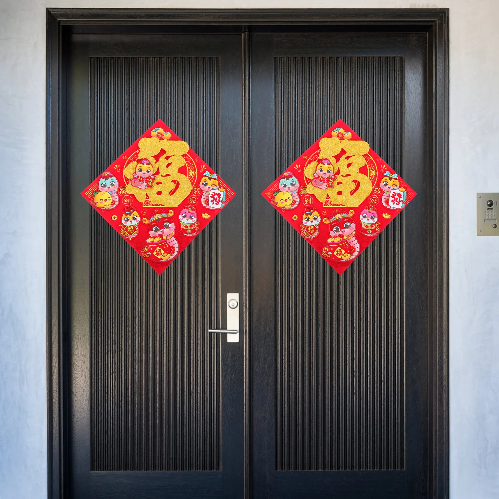 2 قطعة لافتة باب السنة القمرية الصينية تسجيل الأزواج الجديدة الديكور لوحة الإعلانات الزينة #2