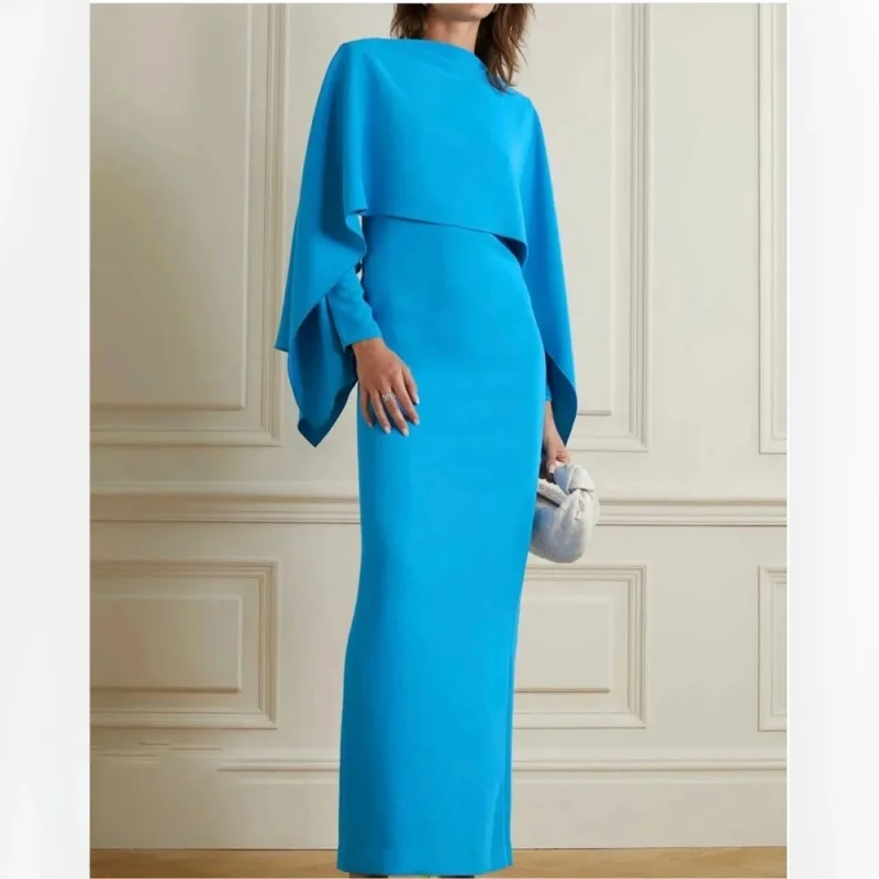 

Long sleeve ankle-length Evening dress Summer Ladies Wedding Party Formal dress Round neck Dubai Ball dress