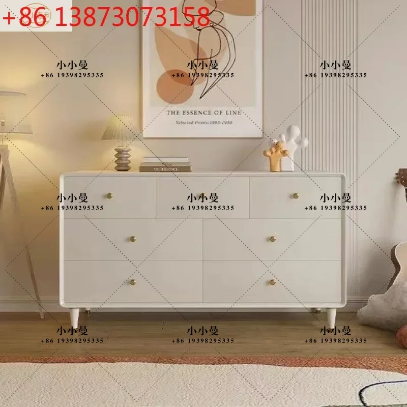 Household modern light luxury living room against the wall all solid wood cream wind multi-layer drawer type storage chest