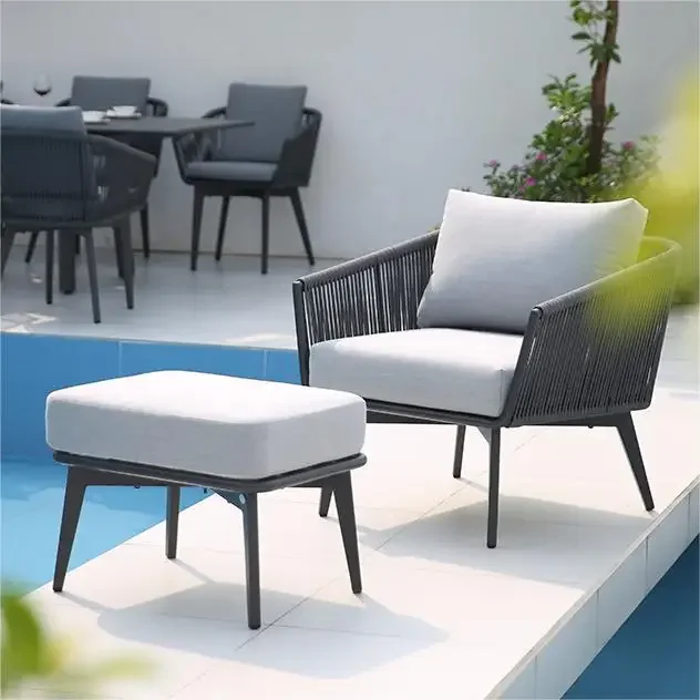 

Furniture Garden Sofa modern simple Rope Woven Outdoor sofa chair Aluminum Frame patio leisure sofa furniture set