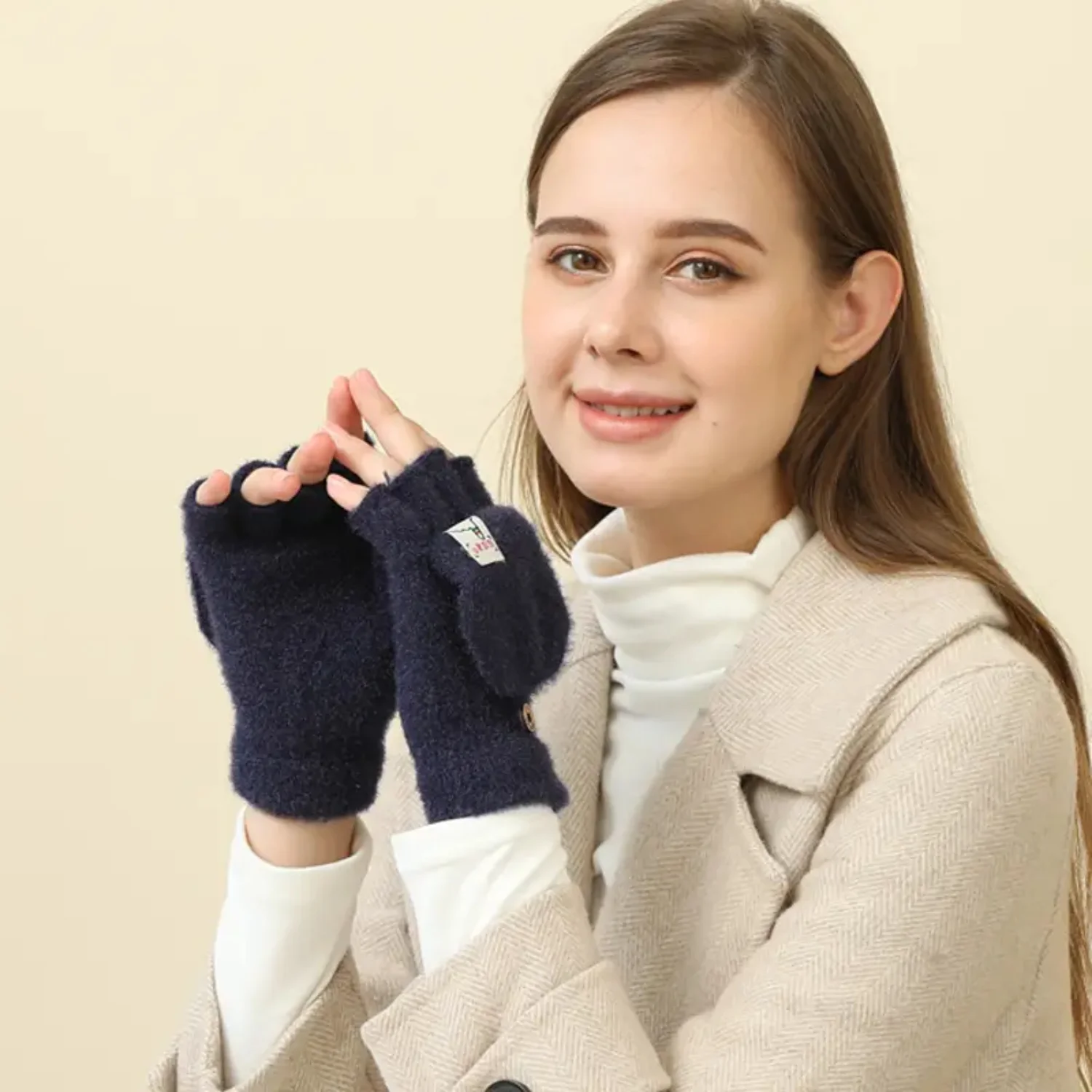 Guanti invernali femminili carini caldi e freddi mezze dita addensate artiglio di gatto studente equitazione guanti di peluche economici henné corpo glitter Hena