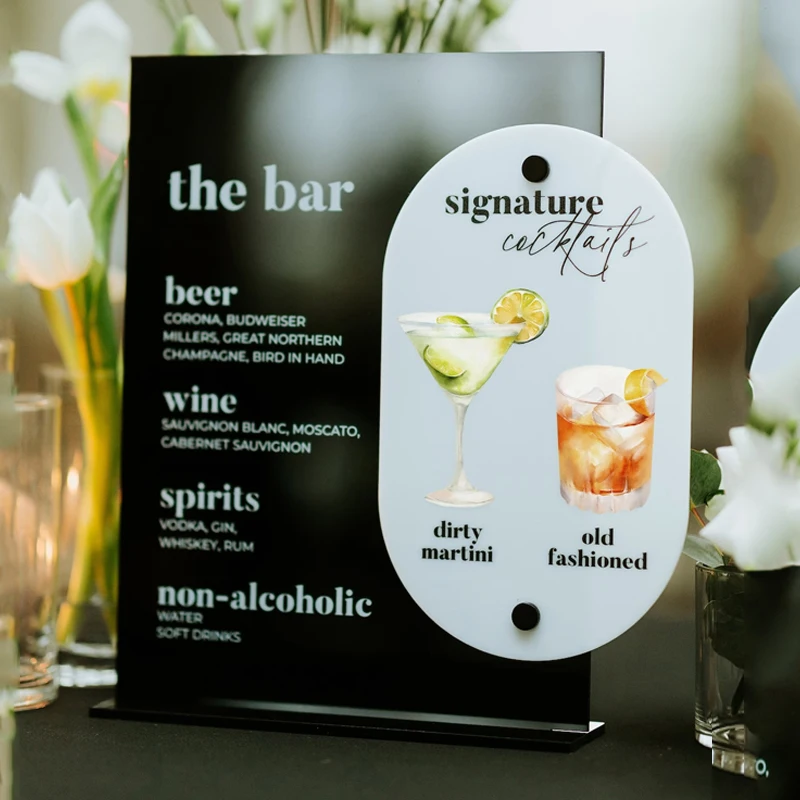 Wedding Signature Cocktails Sign,Wedding Bar Sign,Signature Drinks Sign,Bar Signage,Acrylic Drink Menu Sign,Wedding Reception