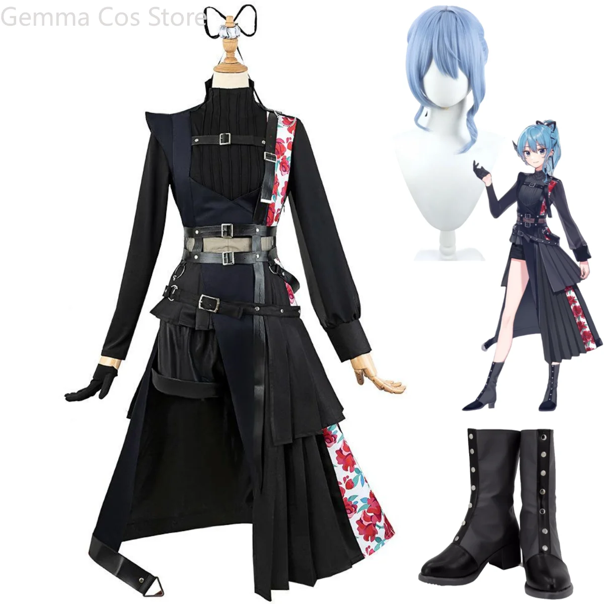 

Anime Virtual YouTuber Hosimati Suisei Cosplay Costume Wig Concert Uniform Skirt Shoes Woman Sexy Carnival Masquerade Ball Suit