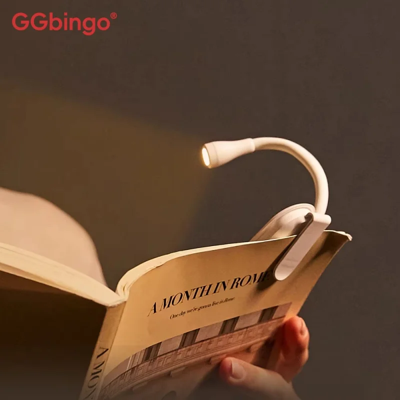 GGbingo Wiederaufladbare 3-Farben Mini-LED-Buchleuchte, 360° °   Verstellbare Clip-Augenschutz-Studierlampe für Schlafzimmer & Reiselektur