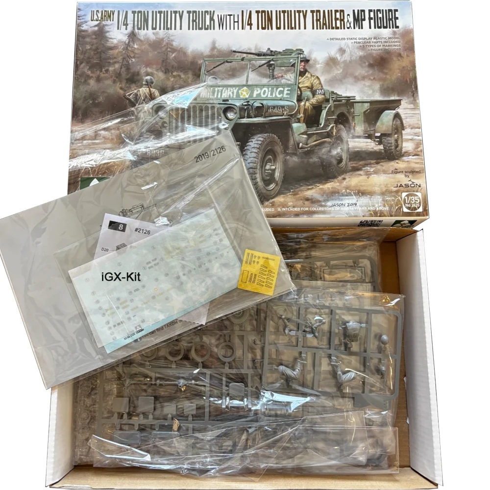 TAKOM 2126 1:35 Scale 1/4 Ton Utility Truck w/ 1/4 Ton Utility Trailer Vehicle Hobby Craft Plastic Assembly Model Building Kit