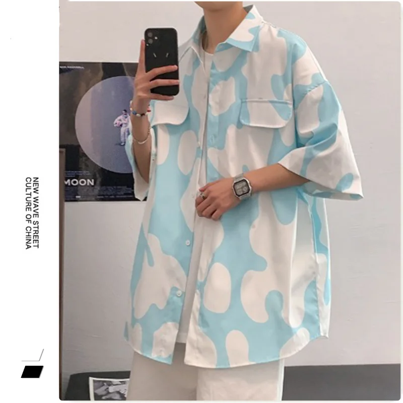 Summer Short Sleeved Shirt, Men's Handsome and Lazy Style Uniform, Half Sleeved Coat, Casual and Loose Fitting Trend Shirt