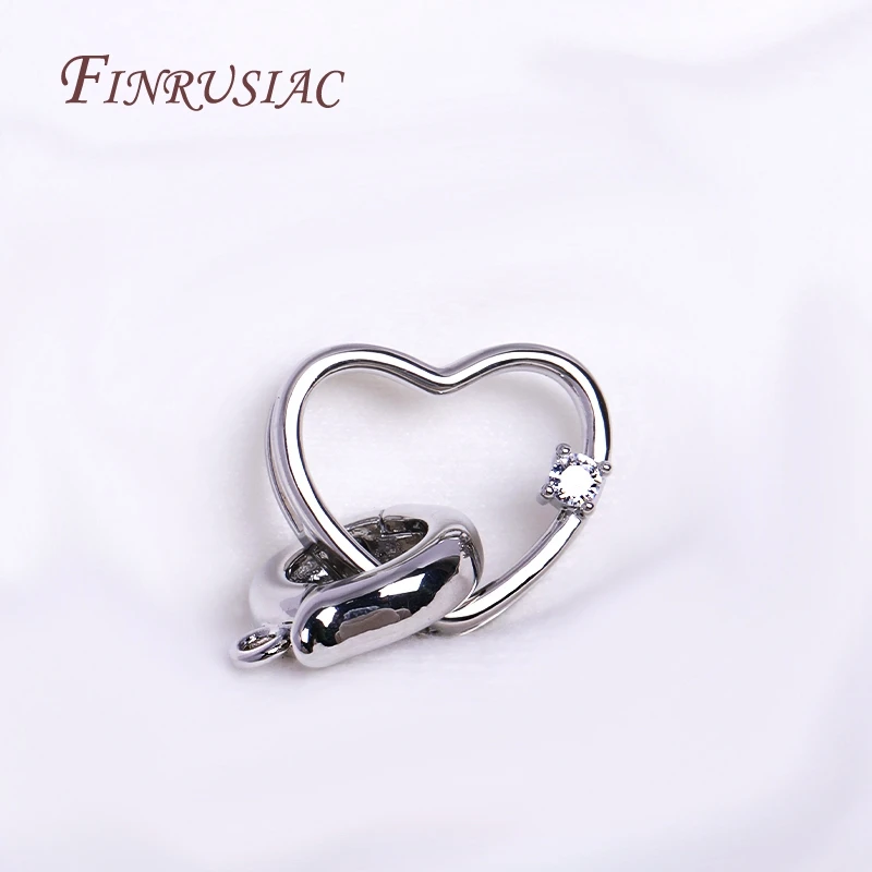 

Rhodium Plated Heart Pearl Clasp Fastener DIY Jewelry Making Accessory,Brass Pearl Clasp Connector For Bracelet Necklace Making