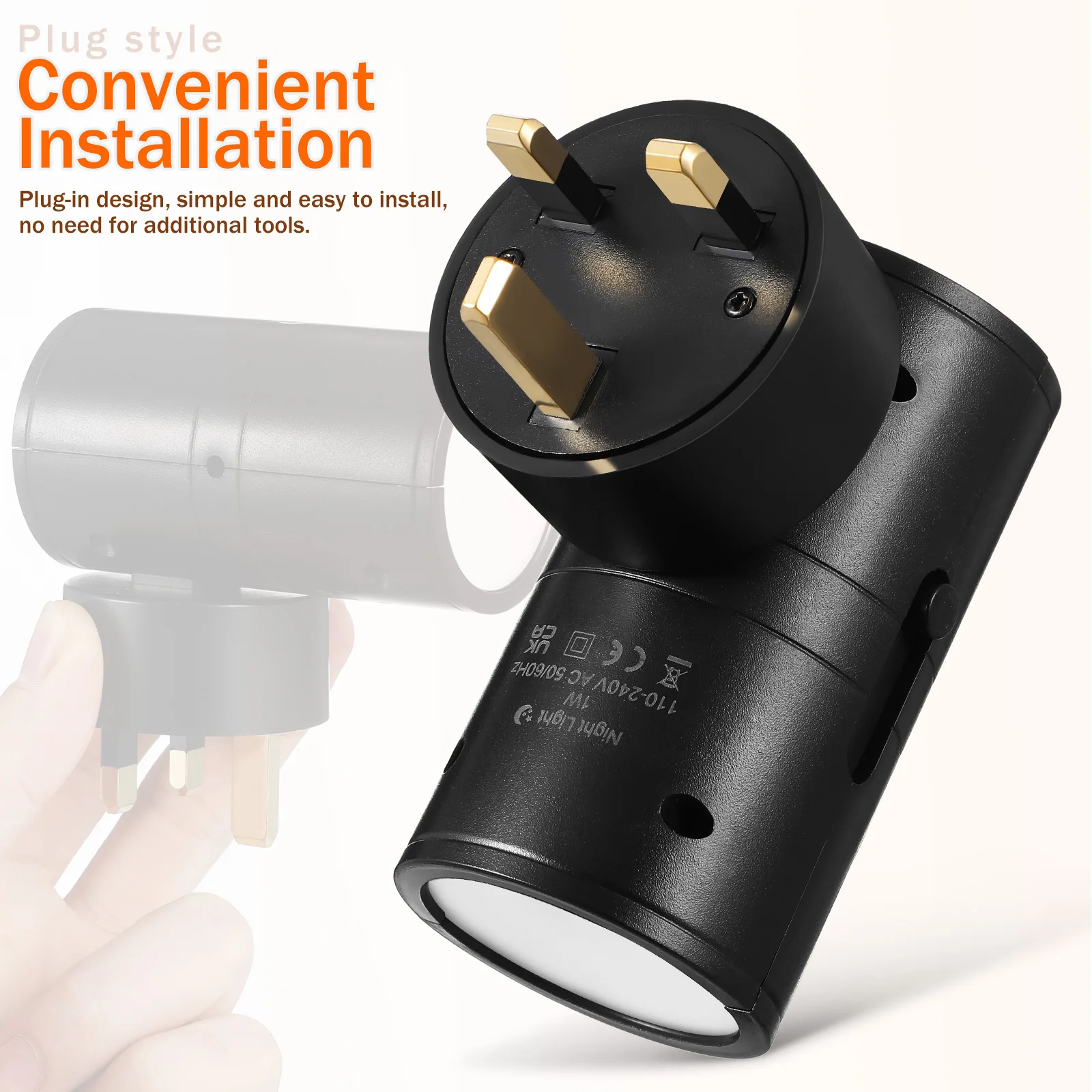 Night Light Led Plug In Light Sensing Adjustable Brightness For Bedroom Hallway Bathroom Wall Mount Indoor Ambient